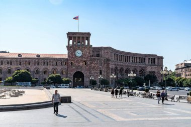 Ermenistan, Erivan, Eylül 2021. Cumhuriyet Meydanı 'nda hükümet binası.
