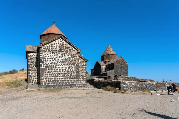 Armênia Lago Sevan Setembro 2021 Vista Mosteiro Sevanavank — Fotografia de Stock