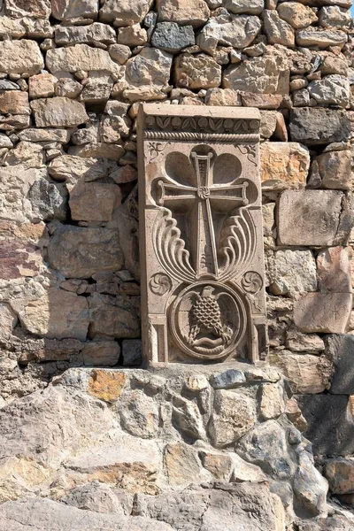 Arménie Khor Virap Septembre 2021 Khachkar Avec Une Croix Oiseau — Photo