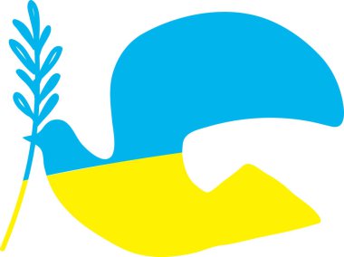 Güvercin Ukrayna 'da barış için bir zeytin dalı taşıyor.