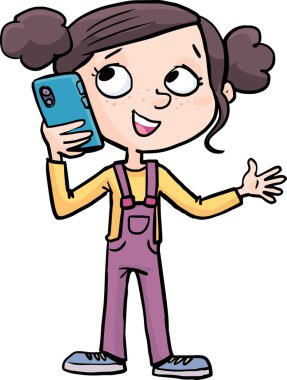 Kız izah eder ve cep telefonuyla konuşur.