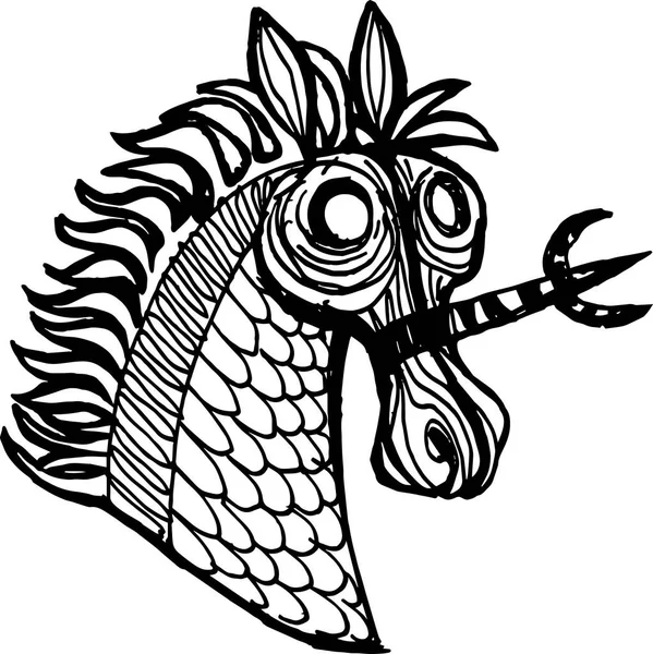Drawing Unicorn Three Horned Horn — стоковый вектор