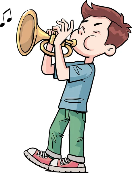 Хлопчик Який Практикує Трубу Граючи — стоковий вектор