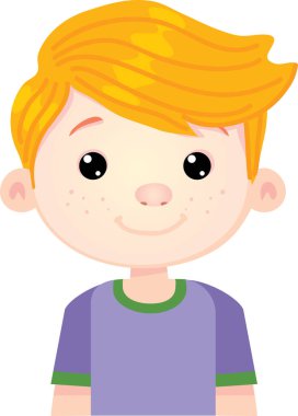 Sarı saçlı Avatar çocuk bize bakıyor.