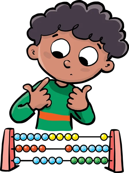 Boy Learns Count His Fingers — Stock Vector