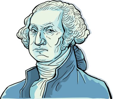 portrait of George Washington in blue tones