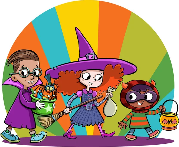 Equipo Niños Una Fiesta Halloween — Archivo Imágenes Vectoriales