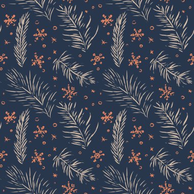 Noel elementleriyle kusursuz desen. Paket kağıdı, kumaş, kart ve davetiyeler için doku. 