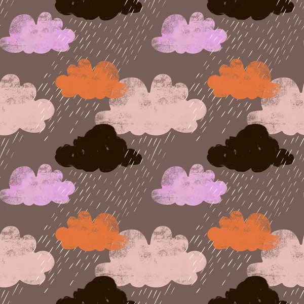 Patrón Sin Costuras Con Nubes Color Textura Grunge Oscura Para —  Fotos de Stock