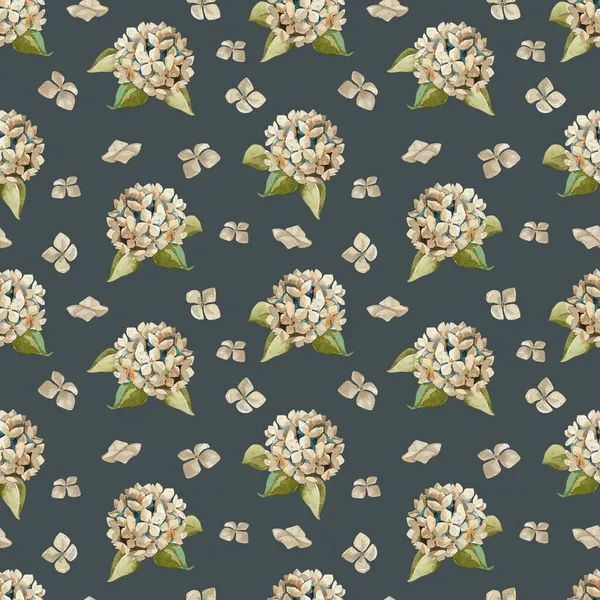 Naadloos Patroon Met Hortensia Bloemen Textuur Voor Het Inpakken Van — Stockfoto
