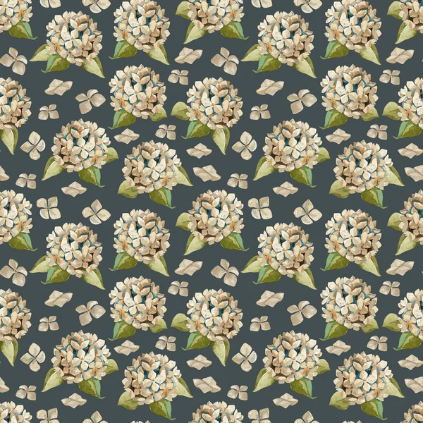 Nahtloses Muster Mit Hortensienblüten Textur Zum Einwickeln Von Papier Stoff — Stockfoto