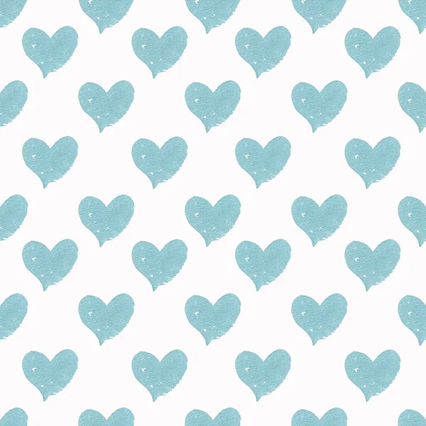 Seamless Pattern Watercolor Blue Hearts Hand Drawn Illustration Wrapping Paper — Stock Photo, Image