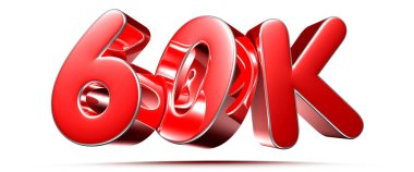 Beyaz arkaplanda kırpma yolu ile 60K kırmızı 3D illüstrasyon.