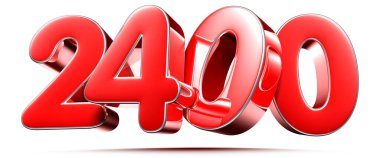 Beyaz arkaplanda yuvarlak kırmızı sayılar 2400 kırpma yolu ile 3D illüstrasyon