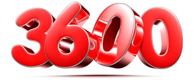 Beyaz arkaplanda yuvarlak kırmızı numaralar 3600 kırpma yolu ile 3D illüstrasyon