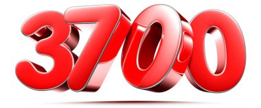 Beyaz zemin üzerinde yuvarlak kırmızı numaralar 3700 kırpma yolu ile 3D illüstrasyon
