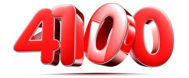 Beyaz zemin üzerinde yuvarlak kırmızı numaralar 4100 kırpma yolu ile 3D illüstrasyon