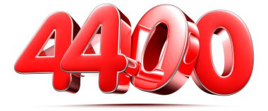 Beyaz zemin üzerinde yuvarlak kırmızı numaralar 4400 kırpma yolu ile 3D illüstrasyon