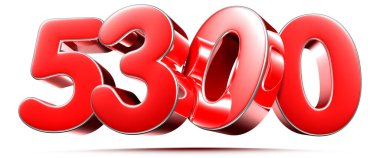 Beyaz arkaplanda yuvarlak kırmızı sayılar 5300 kırpma yolu ile 3D illüstrasyon