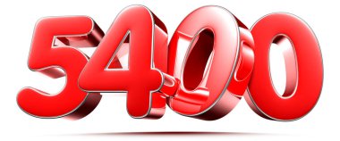 Beyaz arkaplanda yuvarlak kırmızı sayılar 5400 kırpma yolu ile 3D illüstrasyon