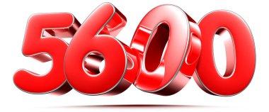 Beyaz arkaplanda yuvarlak kırmızı sayılar 5600 kırpma yolu ile 3D illüstrasyon