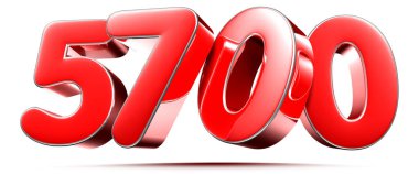 Beyaz arkaplanda yuvarlak kırmızı sayılar 5700 kırpma yolu ile 3D illüstrasyon