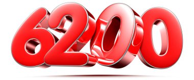 Beyaz zemin üzerinde yuvarlak kırmızı numaralar 6200 kırpma yolu ile 3D illüstrasyon