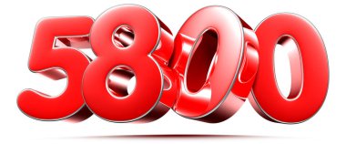 Beyaz arkaplanda yuvarlak kırmızı sayılar 5800 kırpma yolu ile 3D illüstrasyon