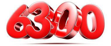 Beyaz arkaplanda yuvarlak kırmızı sayılar 6300 kırpma yolu ile 3D illüstrasyon