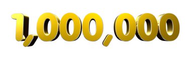 Beyaz arkaplanda kırpma yolu ile 1000.000 altın değerinde gümüş 3D resim.