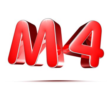 Kırpma yolu ile beyaz arkaplan üzerinde M4 kırmızı 3D illüstrasyon.