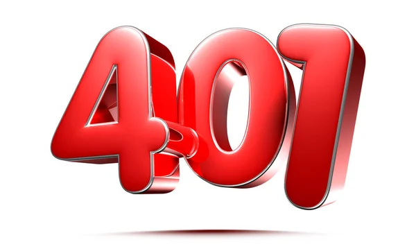 Números Rojos Redondeados 401 Sobre Fondo Blanco Ilustración Con Ruta —  Fotos de Stock