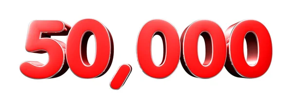 Округленные Красные Числа 50000 Белом Фоне Иллюстрация Вырезанием Пути — стоковое фото