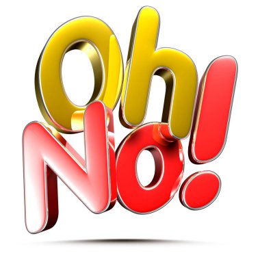 Metin etiketi Oh yok kırpma yolu ile beyaz arkaplan üzerinde 3D illüstrasyon.