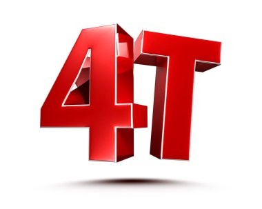 Kırpma yolu ile beyaz arkaplan 4T kırmızı 3D illüstrasyon.