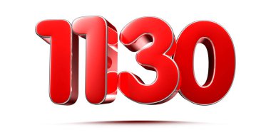 Beyaz arkaplanda yuvarlak kırmızı sayılar 1130 kırpma yolu ile 3D illüstrasyon