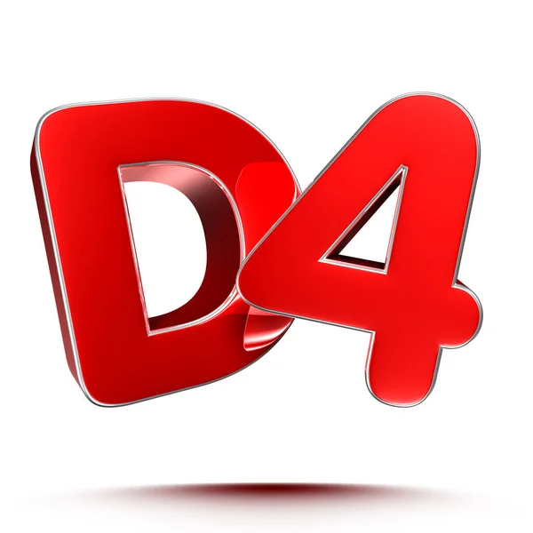 D4の赤の3Dイラスト白の背景にクリッピングパス — ストック写真