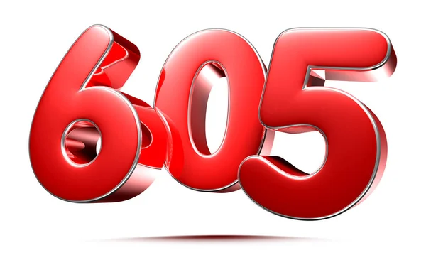 Gerundete Rote Zahlen 605 Auf Weißem Hintergrund Illustration Mit Clipping — Stockfoto