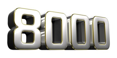 8000 paslanmaz çelik kenar, beyaz zemin üzerinde kesme yolu ile 3D illüstrasyon..