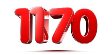 Beyaz arkaplanda yuvarlak kırmızı sayılar 1170 kırpma yolu ile 3D illüstrasyon.