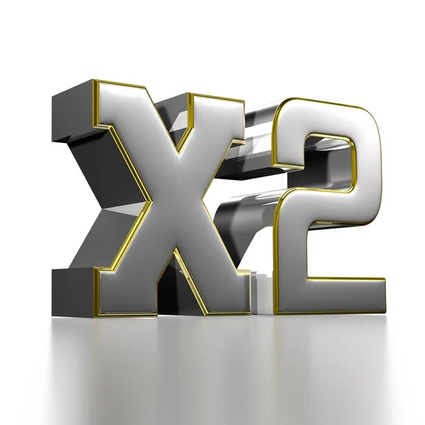 具有剪切路径的白色背景的X2不锈钢金边框3D插图 — 图库照片