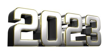 2023 paslanmaz çelik kenar 3D resim beyaz zemin üzerinde kırpma yolu ile.