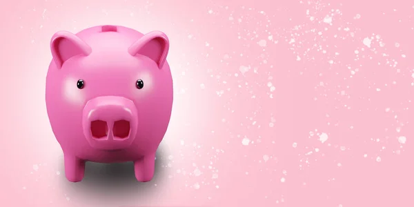 Alcancía Cerdo Rosa Representación Sobre Fondo Rosa Con Ruta Recorte — Foto de Stock