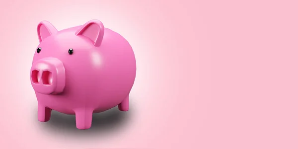 Pink Pig Piggy Bank Rendering Pink Background Clipping Path Empty — Stock Photo, Image