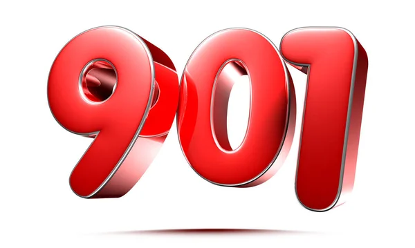 Красная Цифра 901 Белом Фоне Иллюстрация Обрезанием Пути — стоковое фото