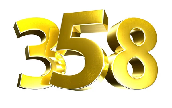 クリッピングパスを持つ白い背景に隔離されたゴールド番号358 3Dイラスト — ストック写真