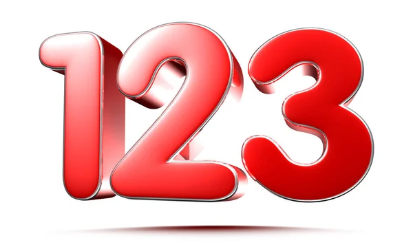 Закругленное Красное Число 123 Белом Фоне Иллюстрация Вырезанием Пути — стоковое фото