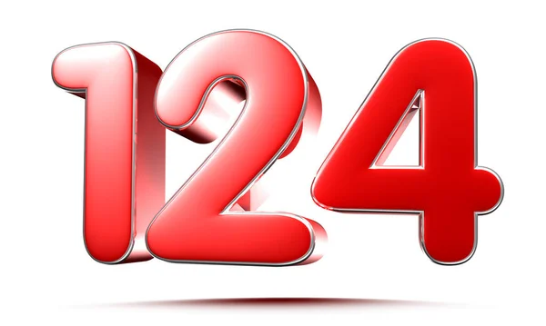 Красное Число 124 Белом Фоне Иллюстрация Обрезкой Пути — стоковое фото