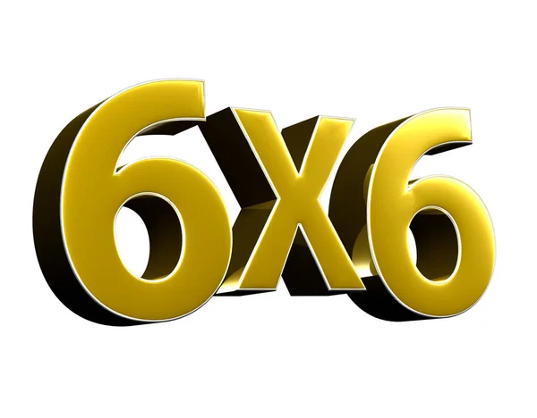 Nummer 6X6 Gold Illustration Auf Weißem Hintergrund Mit Clipping Pfad — Stockfoto