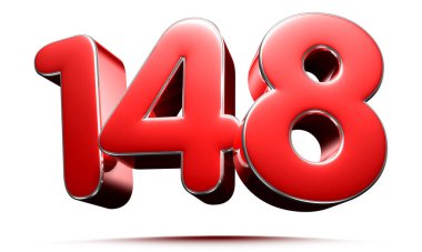 Beyaz zemin üzerinde yuvarlak kırmızı numara 148 3D illüstrasyon çalışma yolu var.